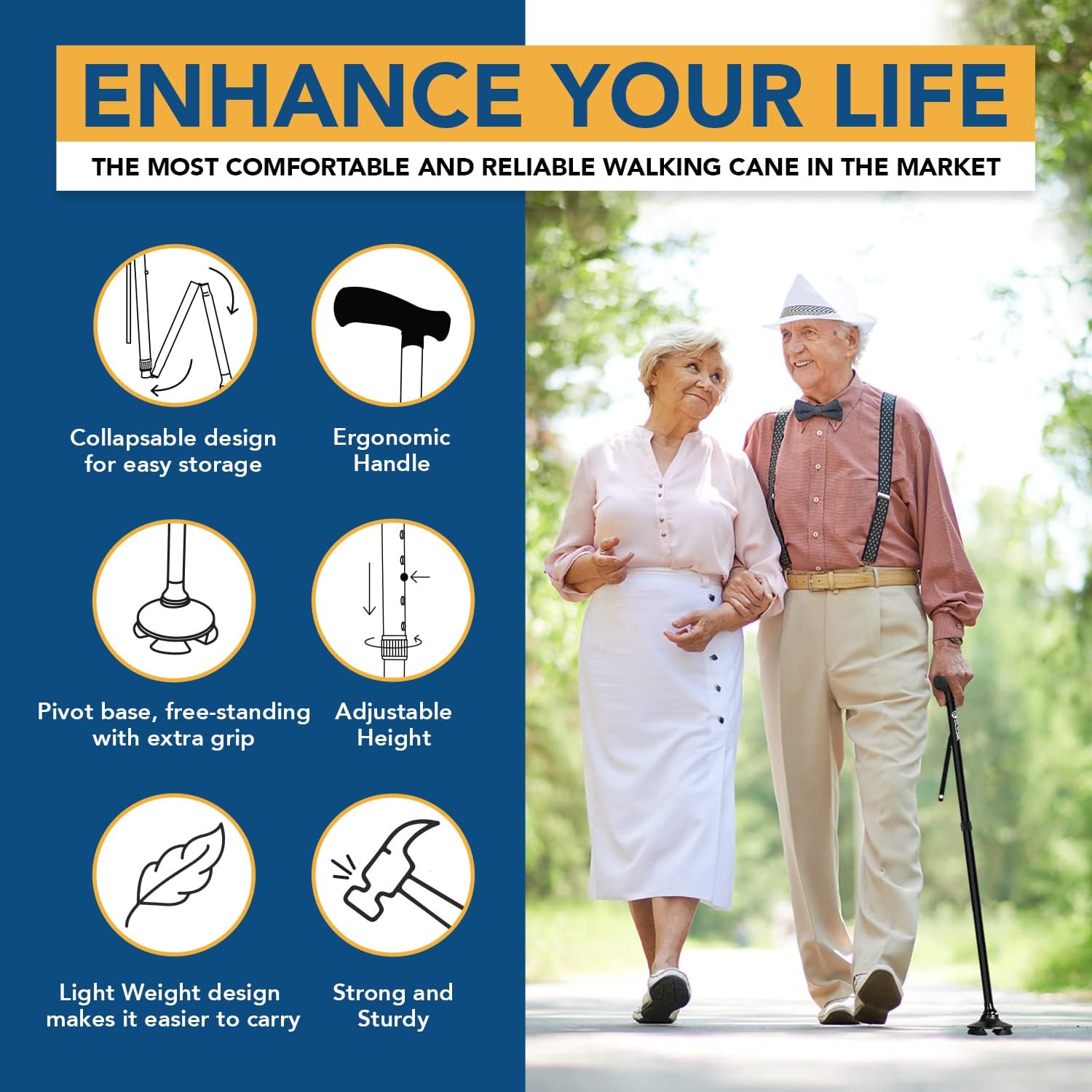 Magic Adjustable LED Walking Cane