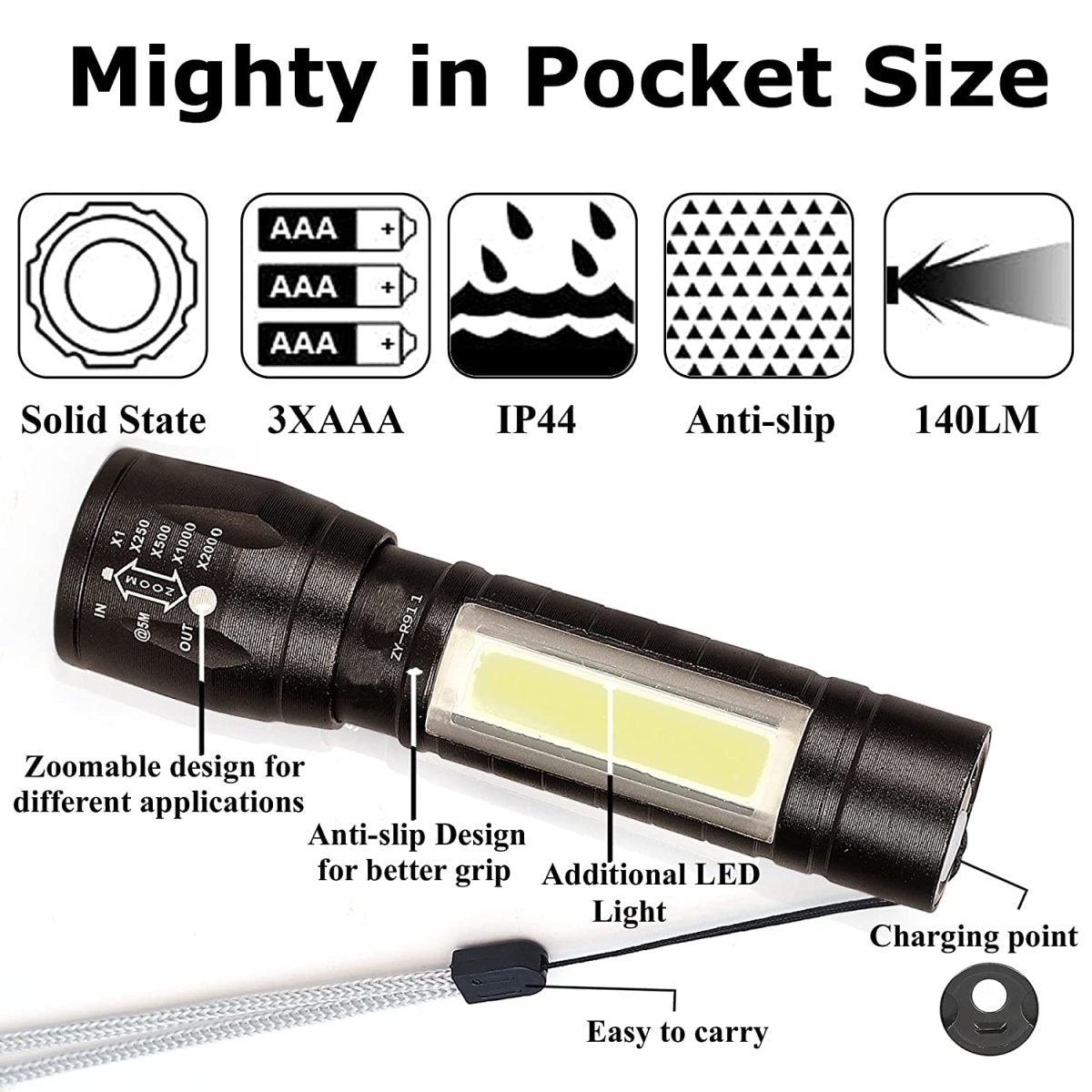4000LM Waterproof Flashlight Built in Battery USB Charging - OL In 1 Mart